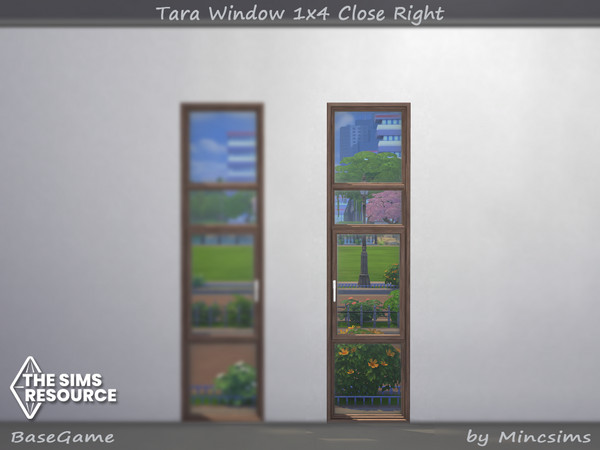 Sims 4 — Tara Window 1x4 Close Right by Mincsims — for medium wall 8 swatches
