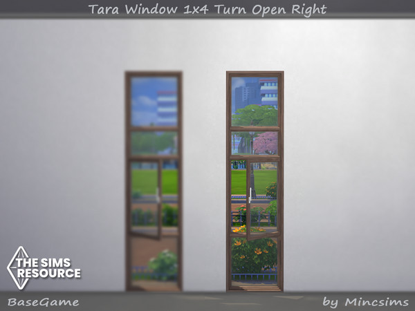 Sims 4 — Tara Window 1x4 Turn Open Right by Mincsims — for medium wall 8 swatches