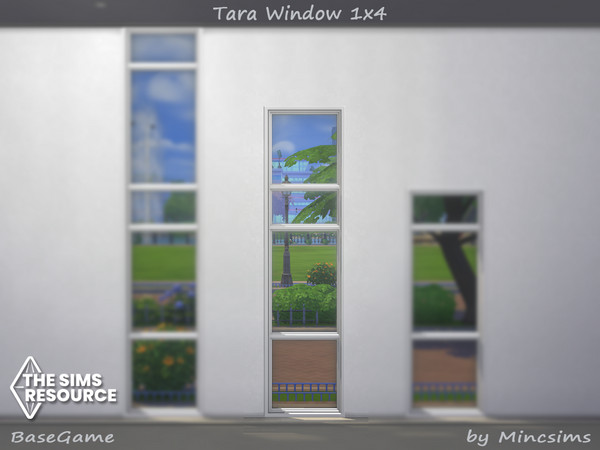 Sims 4 — Tara Window 1x4 by Mincsims — for medium wall 8 swatches