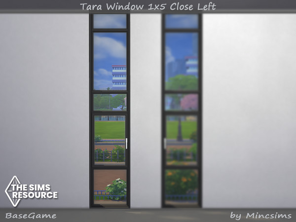 Sims 4 — Tara Window 1x5 Close Left by Mincsims — for tall wall 8 swatches