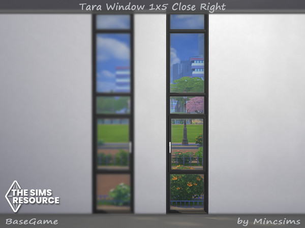 Sims 4 — Tara Window 1x5 Close Right by Mincsims — for tall wall 8 swatches