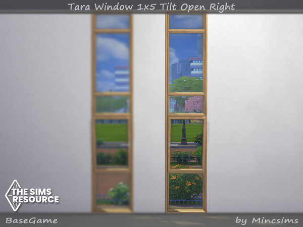 Sims 4 — Tara Window 1x5 Tilt Open Right by Mincsims — for tall wall 8 swatches