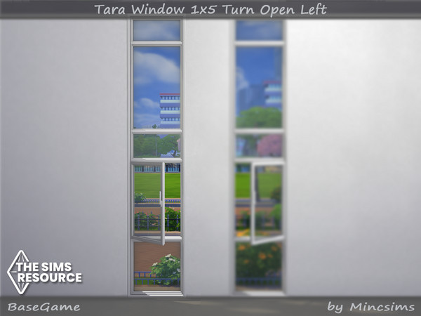 Sims 4 — Tara Window 1x5 Turn Open Left by Mincsims — for tall wall 8 swatches