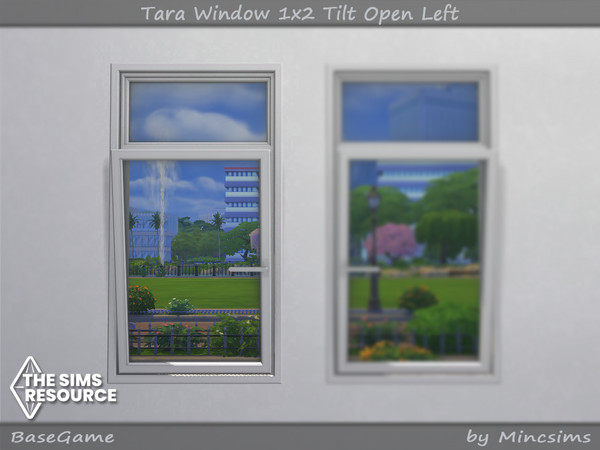 Sims 4 — Tara Window 1x2 Tilt Open Left by Mincsims — for short wall 8 swatches