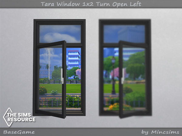 Sims 4 — Tara Window 1x2 Turn Open Left by Mincsims — for short wall 8 swatches
