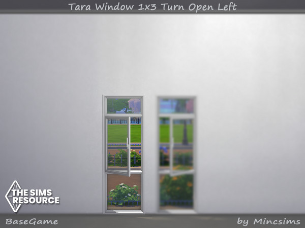 Sims 4 — Tara Window 1x3 Turn Open Left by Mincsims — for short wall 8 swatches