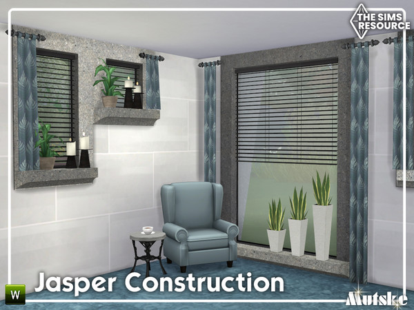 Sims 4 — Jasper Construction Part 2 by Mutske — This is a constructionset with chunky windows,shelfs, doors, arches,