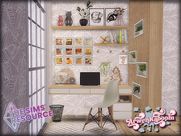 Sims 4 — Smalle by ArwenKaboom — Little bright and modern office set for your simmies called Smalle. It has 9 new