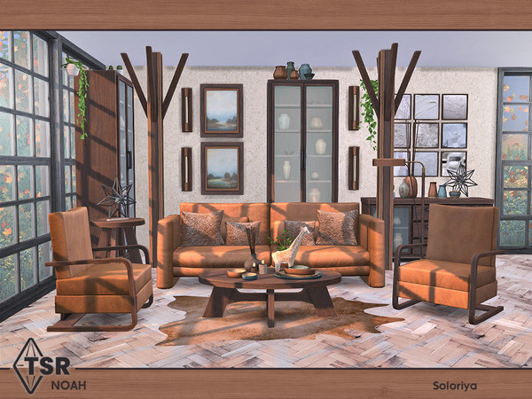 Sims 4 — Noah by soloriya — Modern living room. Includes 10 objects: --armchair, --cabinet, --coffee table, --end table,