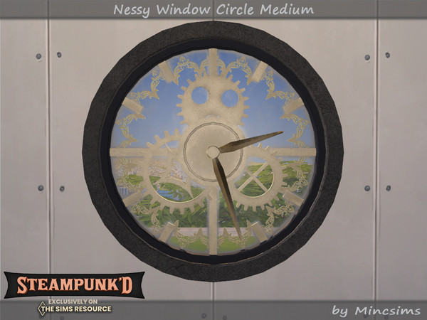 Sims 4 — Steampunked - Nessy Window Circle Medium by Mincsims — Basegame Compatible 4 swatches