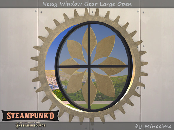 Sims 4 — Steampunked - Nessy Window Gear Large Open by Mincsims — Basegame Compatible 4 swatches