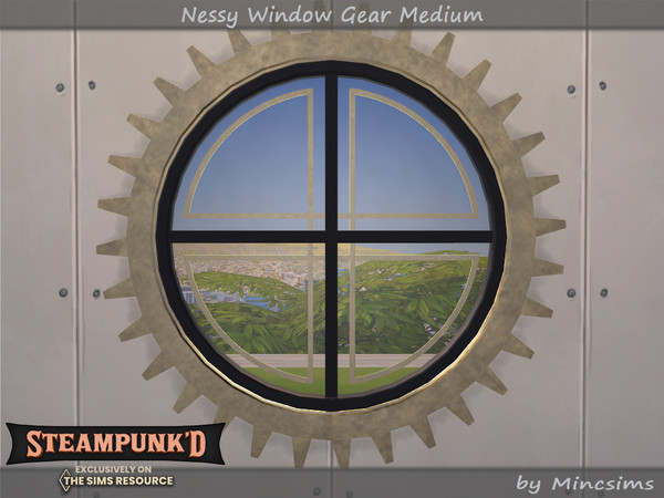 Sims 4 — Steampunked - Nessy Window Gear Medium by Mincsims — Basegame Compatible 4 swatches