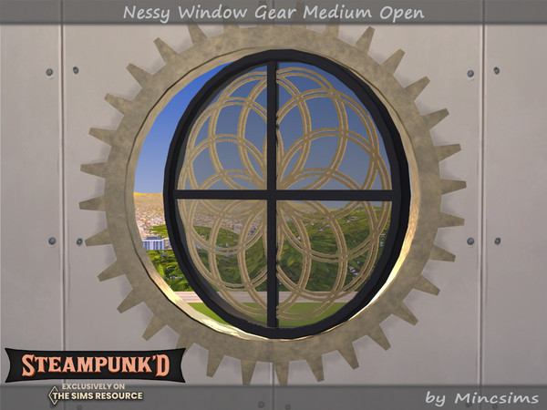 Sims 4 — Steampunked - Nessy Window Gear Medium Open by Mincsims — Basegame Compatible 4 swatches