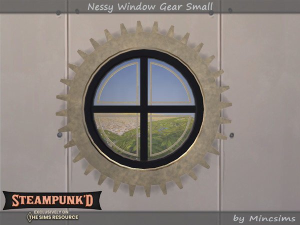 Sims 4 — Steampunked - Nessy Window Gear Small by Mincsims — Basegame Compatible 4 swatches