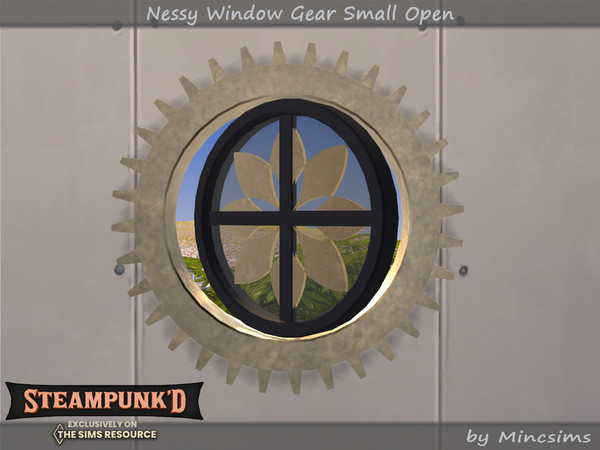 Sims 4 — Steampunked - Nessy Window Gear Small Open by Mincsims — Basegame Compatible 4 swatches
