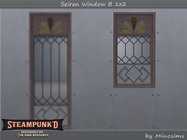Sims 4 — Steampunked - Seiren Window B 1x2 by Mincsims — Basegame Compatible 8 swatches