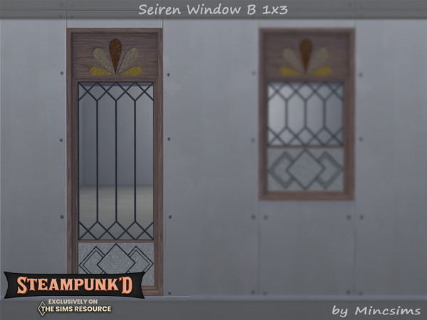 Sims 4 — Steampunked - Seiren Window B 1x3 by Mincsims — Basegame Compatible 8 swatches