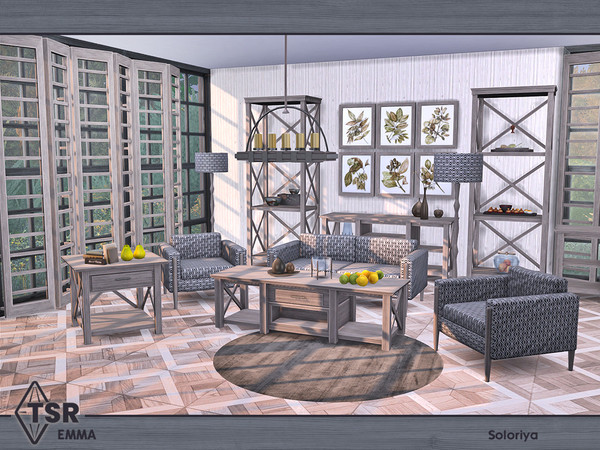 Sims 4 — Emma by soloriya — A set of furniture for living rooms. Has three color palettes, includes 9 objects:
