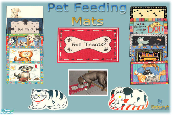 Sims 2 — Pet Feeding Mats by Shakeshaft — A set of Pet Feeding Mats to keep your sims floors clean!! set includes New