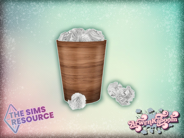 Sims 4 — Brighterie - Trash Can by ArwenKaboom — Base game trash can filled with papers in 2 recolors. Variations of