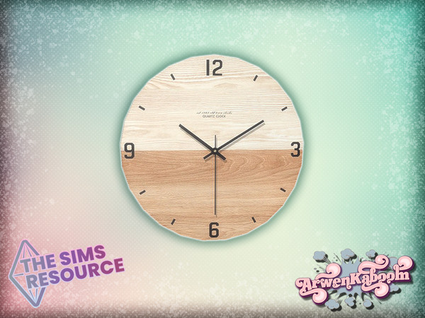 Sims 4 — Brighterie - Wall Clock by ArwenKaboom — Base game wall clock (deco) in 5 recolors. You can find all items by