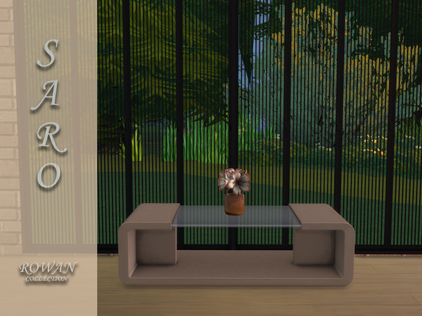 Sims 4 — SAROrowan table by SSR99 — A pretty table with 8 colors! Some in complementary colors to the chair and sofa in