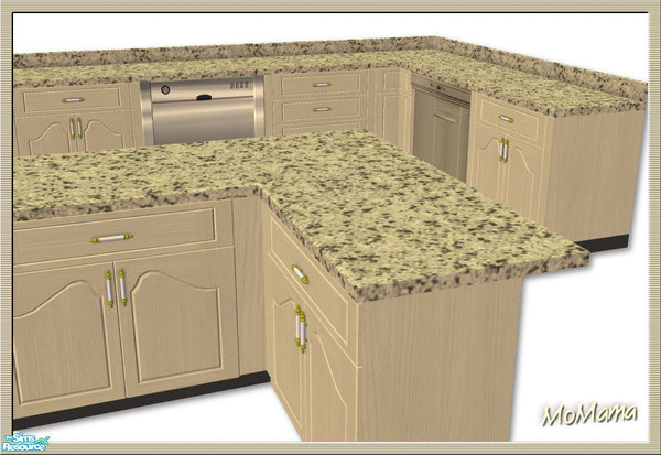 Sims 2 — NK Kitchen Counters - Eggshell by MoMama — A kitchen counter in Eggshell with granite counter-top.