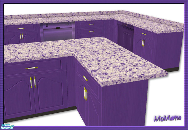 Sims 2 — NK Kitchen Counters - Purple by MoMama — A kitchen counter in Purple with granite counter-top.