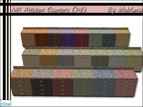 Sims 2 — NK Kitchen Counters by MoMama — I got bored with only one style of kitchen counter in my 21 favorite colors, so