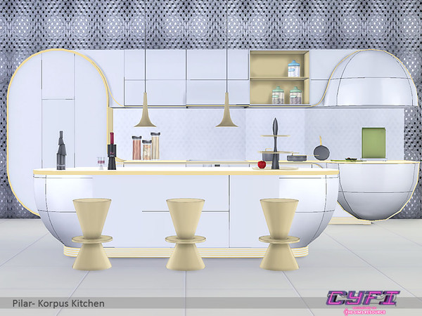 Sims 4 — CYFI Korpus Kitchen by Pilar — A kitchen with a futuristic design