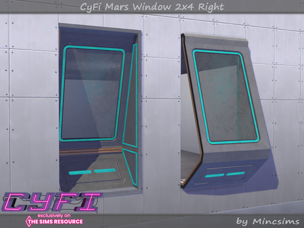 Sims 4 — CyFi Mars Window 2x4 Right by Mincsims — Basegame Compatible. 6 swatches