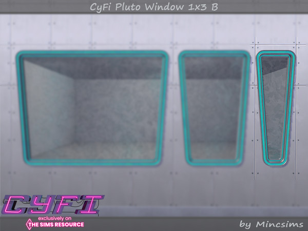 Sims 4 — CyFi Pluto Window 1x3 B by Mincsims — Basegame Compatible. 6 swatches