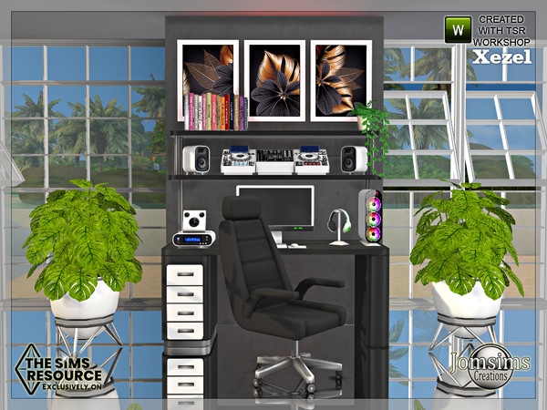Sims 4 — xezel office by jomsims — Xezel office gamer style office in 4 shades. a new space to play or work for your