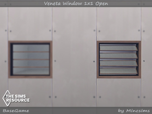 Sims 4 — Veneta Window 1x1 Open by Mincsims — Basegame Compatible. 8 Swatches.