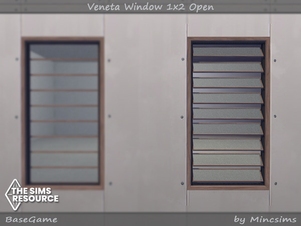 Sims 4 — Veneta Window 1x2 Open by Mincsims — Basegame Compatible. 8 Swatches.