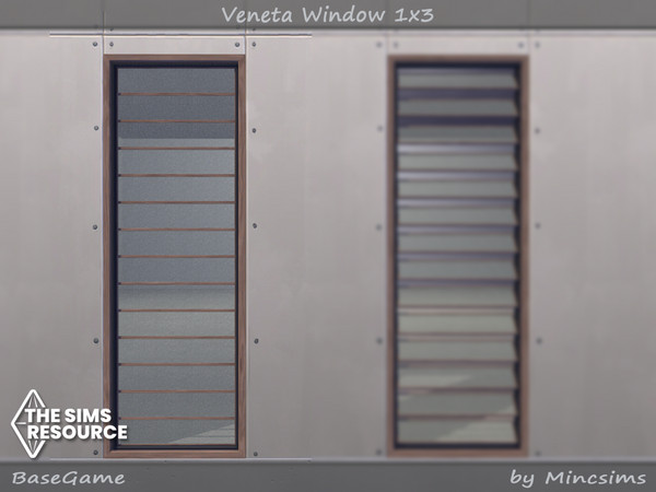 Sims 4 — Veneta Window 1x3 by Mincsims — Basegame Compatible. 8 Swatches.