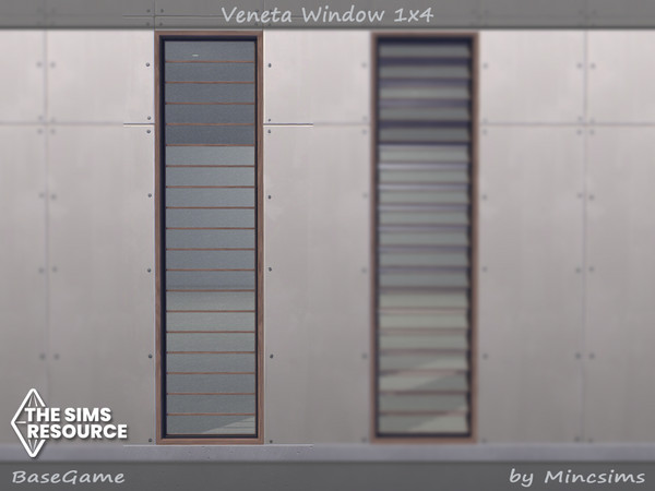 Sims 4 — Veneta Window 1x4 by Mincsims — Basegame Compatible. 8 Swatches.