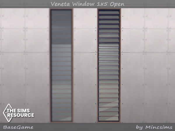 Sims 4 — Veneta Window 1x5 Open by Mincsims — Basegame Compatible. 8 Swatches.