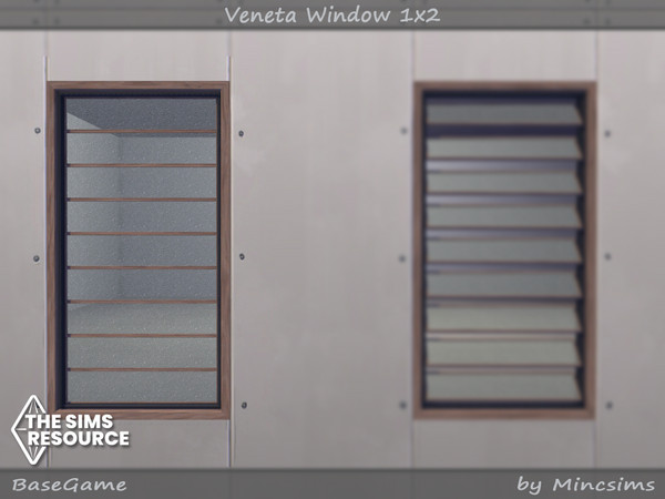 Sims 4 — Veneta Window 1x2 by Mincsims — Basegame Compatible. 8 Swatches.
