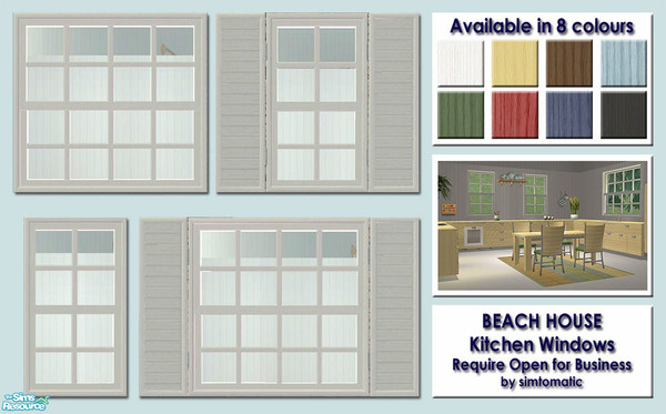 Sims 2 — Beach House Kitchen Windows by simtomatic — Counter-friendly Beach House kitchen windows. They come in 4 sizes,