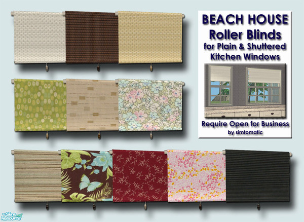 Sims 2 — Beach House Roller Blinds by simtomatic — These fit all of the Beach House windows but have been made