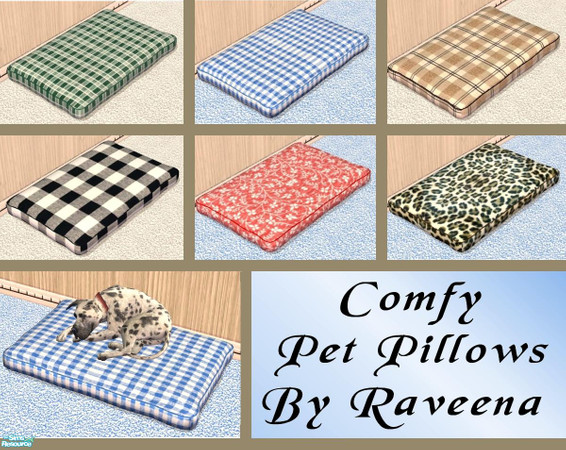 Sims 2 — Comfy Pet Pillows by Raveena — A comfy pet pillow in a variety of colors for your cat or dog.