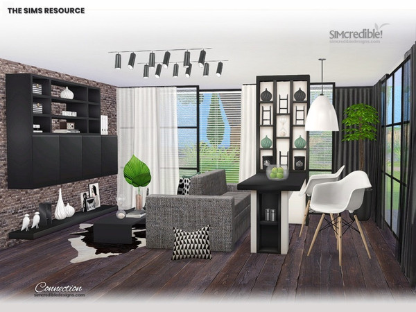 Sims 4 — Connection by SIMcredible! — This time your sims will have a combo set to play around with dining + living area.