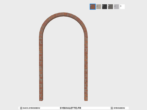 Sims 4 — Loft - Double arch (medium) by Syboubou — This is a two tiles brick arch fit for medium wall.