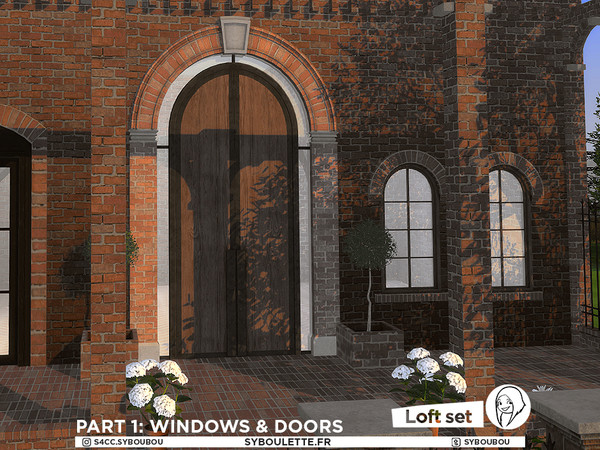 Sims 4 — Patreon Early Release - Loft set Part 1: Windows & doors by Syboubou — This is a massive build set in the