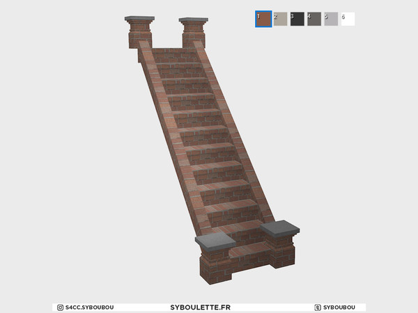 Sims 4 — Loft - Brick railing by Syboubou — Brick railing that will fit the Loft fence, available in 6 brick color