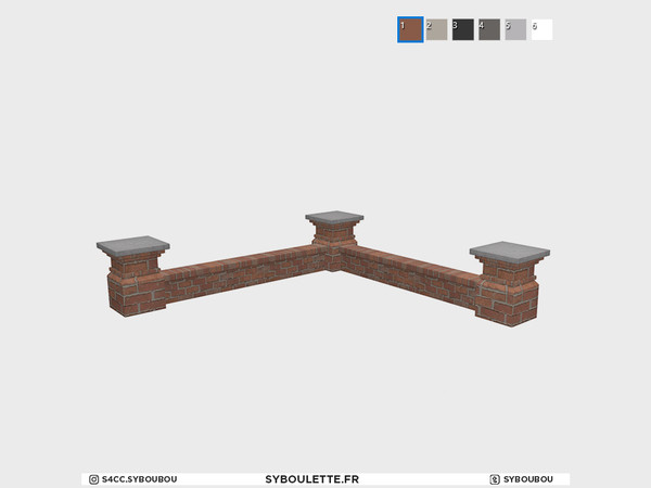 Sims 4 — Loft - Brick small fence by Syboubou — Brick small fence that will fit the Loft fence, available in 6 brick