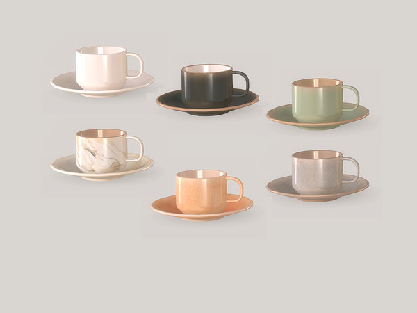 Sims 4 — Kitchen Jacey Cup and Plate by ung999 — Kitchen Jacey Cup and Plate Color options : 6 Located at : Decor /