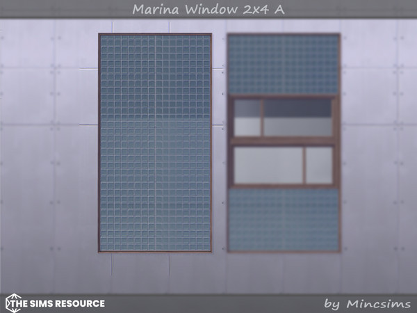 Sims 4 — Marina Window 2x4 A by Mincsims — Basegame Compatible. 8 swatches. for medium wall.