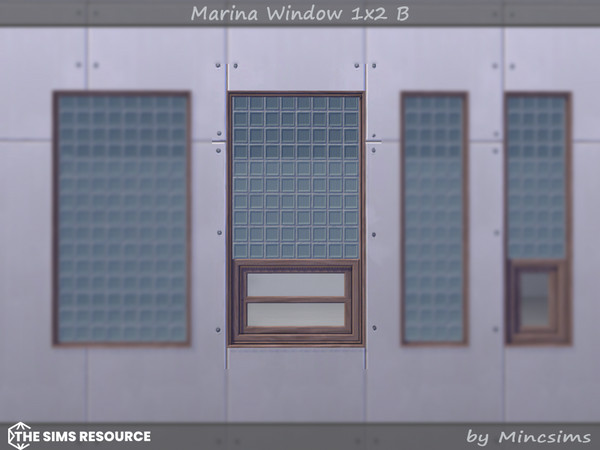 Sims 4 — Marina Window 1x2 B by Mincsims — Basegame Compatible. 8 swatches. for short wall.